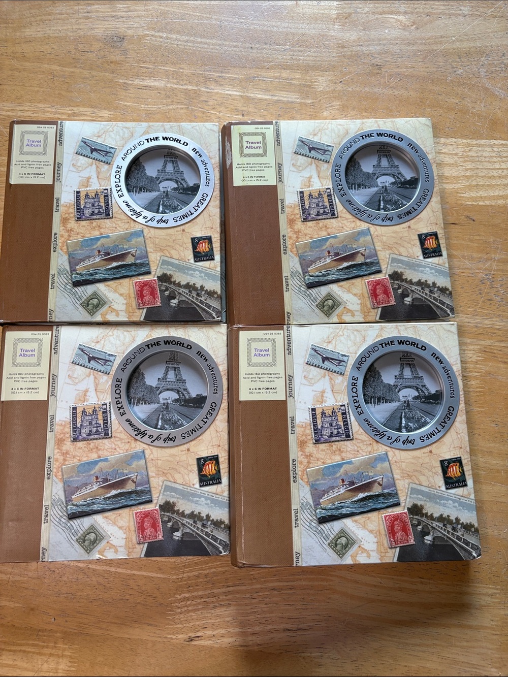 Travel-Themed Photo Albums Set of 4  in Beige and Brown